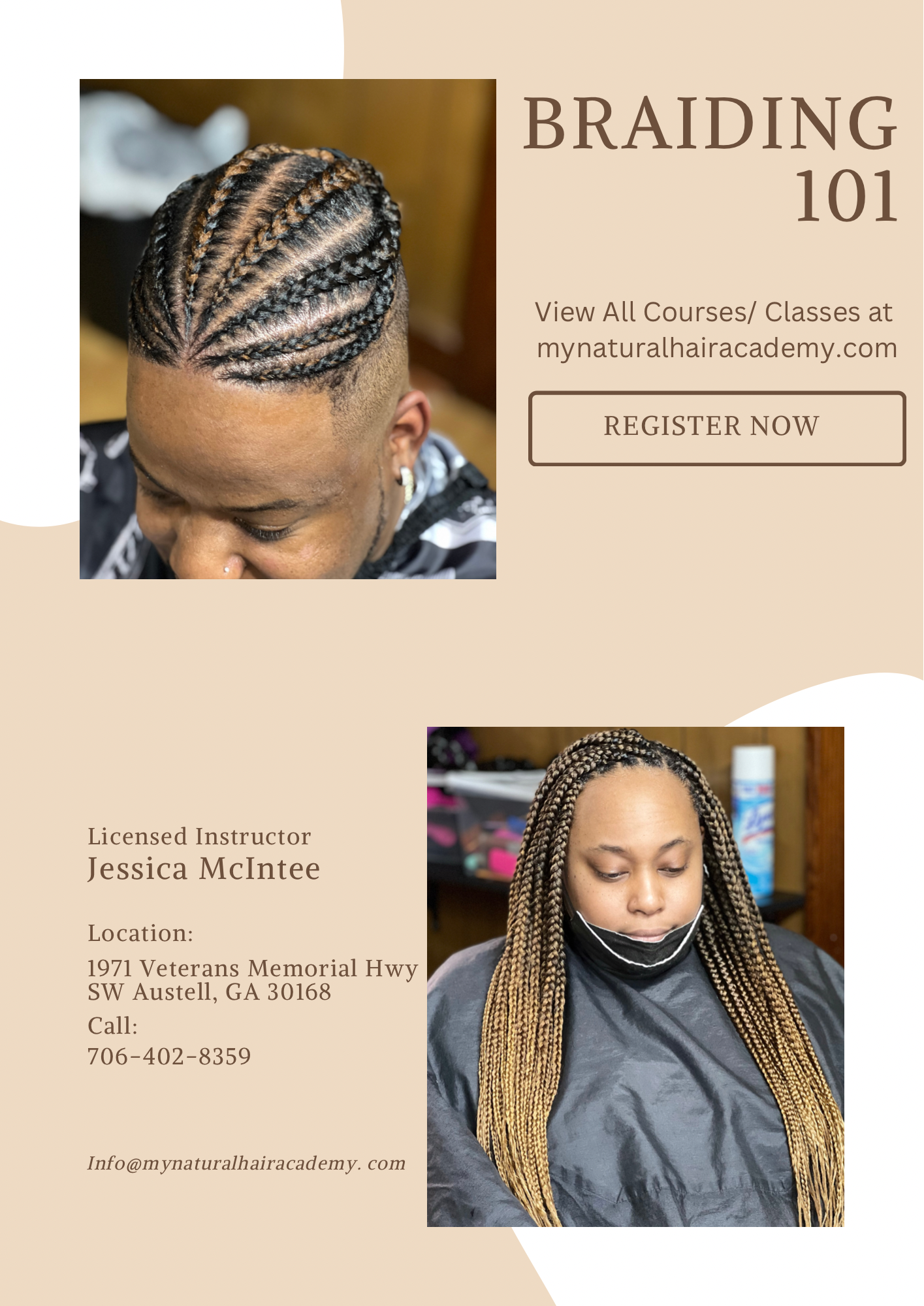 BRAIDING 101 COURSE (TAUGHT BY LICENSED INSTRUCTOR)